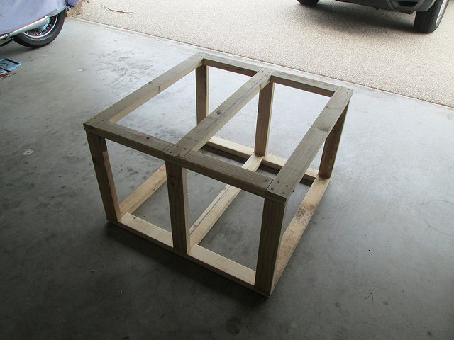 The whole frame assembled ready for the pallet panels