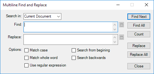 Screenshot of ToolBucket multiline search and replace